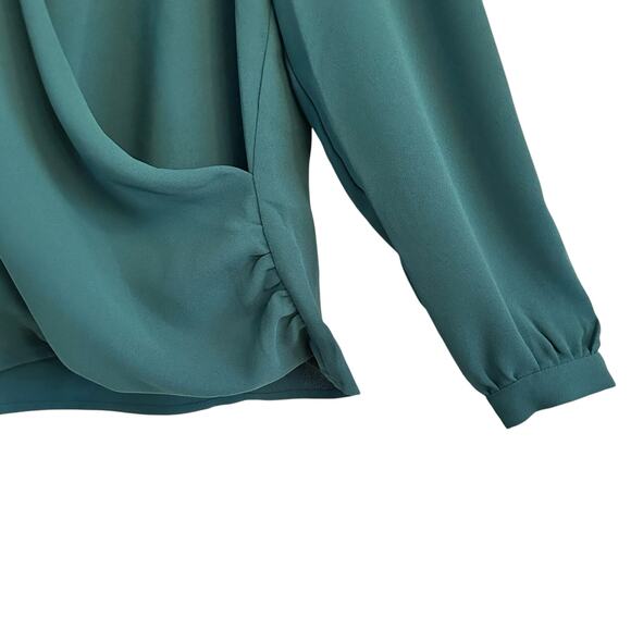 Sezane Abelia Blouse Bottle Green Sz 40 (US Large) Surplice - Picture 3 of 6
